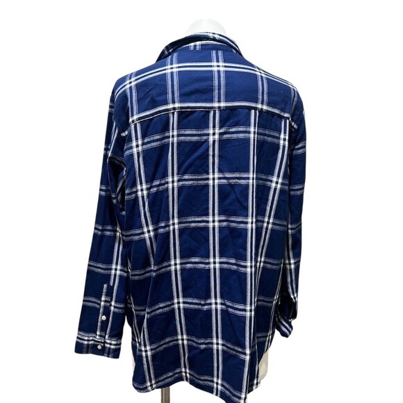 Jachs Girlfriend Womens Button-Up Shirt Size XL Navy Blue White Plaid - Picture 4 of 10